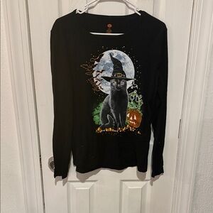 Black Cat Halloween Long Sleeve Tee